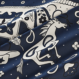 Animaux Bandana 55方巾- 藍色| Hermès 愛馬仕台灣地區官網